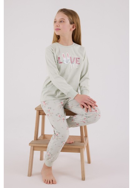 Kız Çocuk Yeşil Pijama Takımı