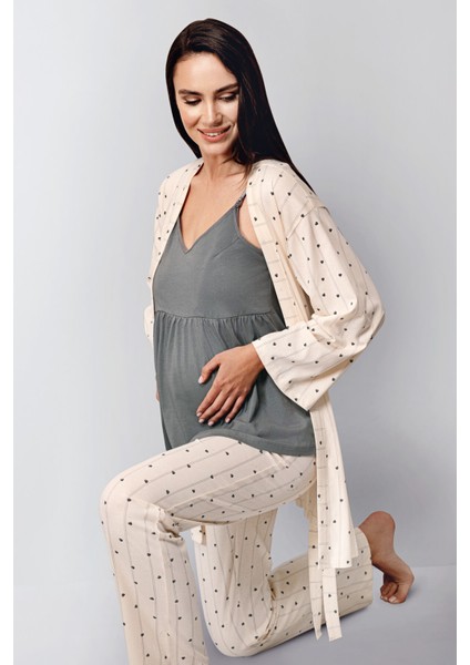 Kadın Gri 3lü Pijama Takımı