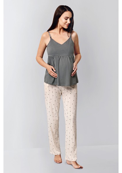 Kadın Gri 3lü Pijama Takımı modelleri