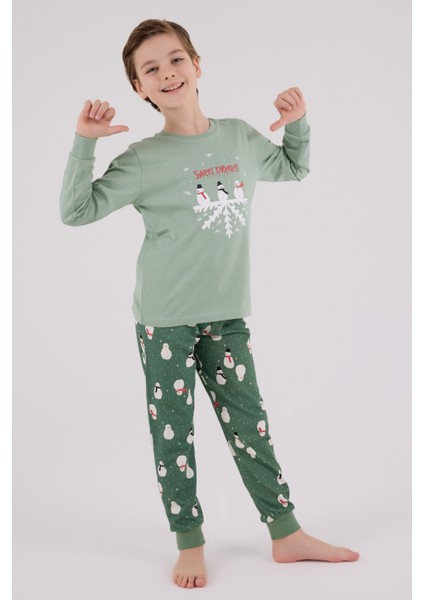 Erkek Çocuk Yeşil Pijama Takımı