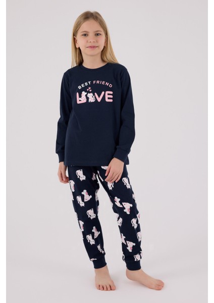 Kız Çocuk Lacivert Pijama Takımı modelleri