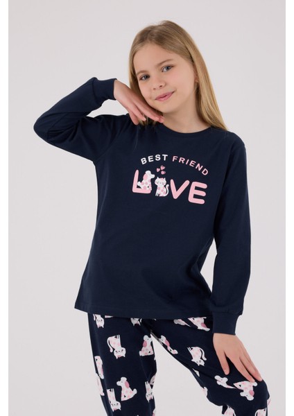 Kız Çocuk Lacivert Pijama Takımı fırsatları