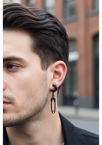 Sıkıştırmalı Deliksiz Çatallı Iğne Figürlü Sallantılı Erkek Çelik Küpe 1 Adet fiyatları