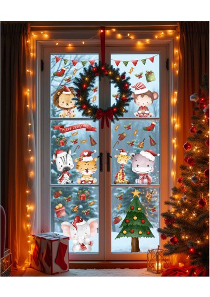 Yılbaşı Sticker Seti, Yılbaşı Pencere ve Duvar Sticker Seti, Sevimli Yılbaşı Hayvanları ve Yılbaşı Ağacı Sticker Seti fiyatları