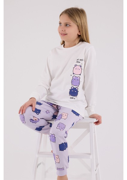 Kız Çocuk Beyaz Pijama Takımı