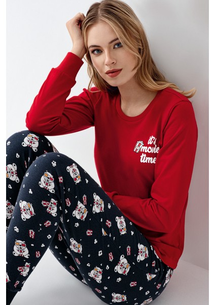 Kadın Kırmızı Pijama Takımı modelleri