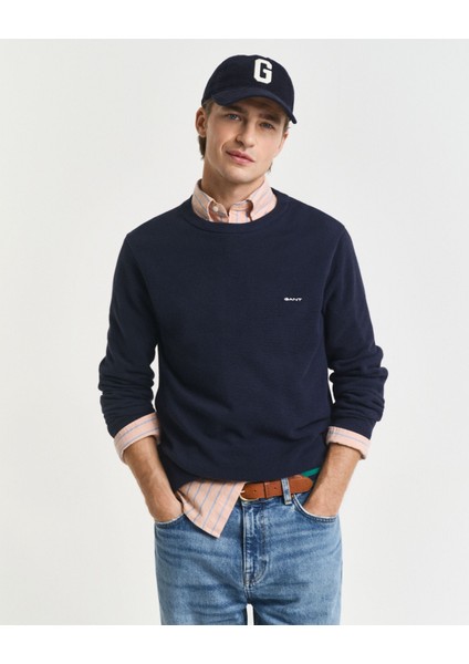 Pamuklu Pike Yuvarlak Yaka Kazak