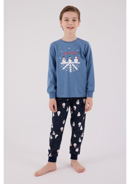 Erkek Çocuk Mavi Pijama Takımı