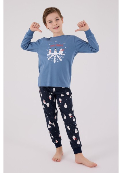 Erkek Çocuk Mavi Pijama Takımı modelleri