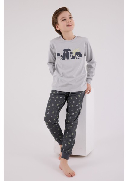 Erkek Çocuk Gri Pijama Takımı