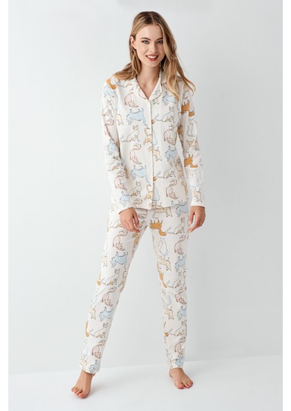 Kadın Beyaz Gömlek Pijama modelleri