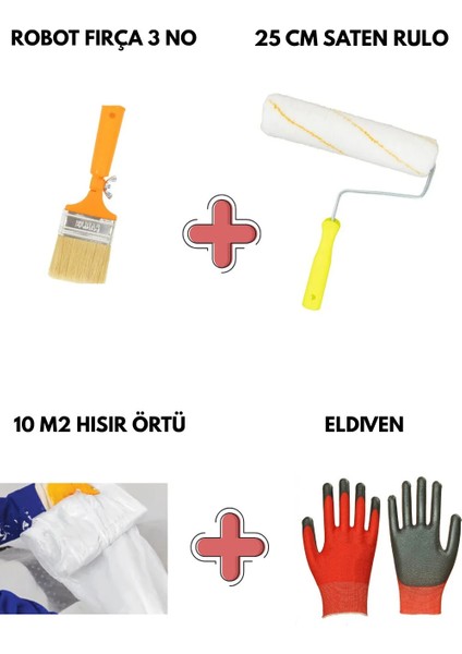 Boyacı Seti 4 - Toplam 4 Parça - Rulo - Robot Fırça - Hışır Örtü - Eldiven