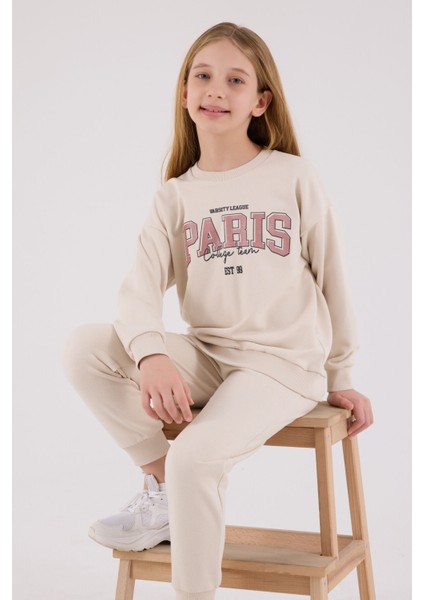Kız Çocuk Bej Eşofman Takımı