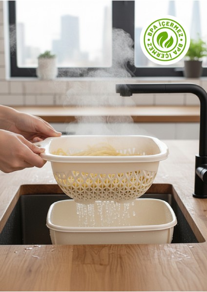 Çok Amaçlı Süzgeç ve Kase Seti 4 Lt – Meyve Sebze Yıkama Kabı fiyatları