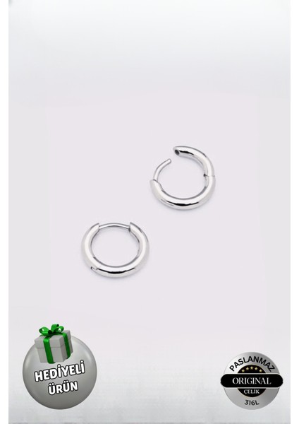 Delikli Trend Küçük Boy Halka Küpe Erkek Çelik Küpe 2 Adet