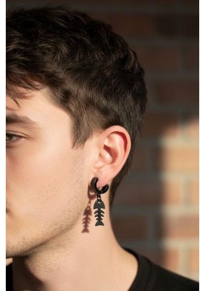 Sıkıştırmalı Deliksiz Trend Balık Kılçığı Model Sallantılı Erkek Çelik Küpe 1 Ad. fiyatları