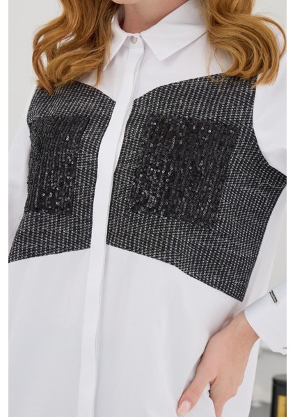 MB11.252 Moodbasic Triko Detaylı Payet Cepli Gömlek indirimleri