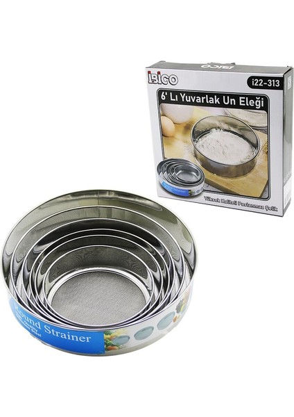 Raund Strainer 6pcs Metal Un Elek Seti 15-17.5-19-20.5-24-27CM (5060)