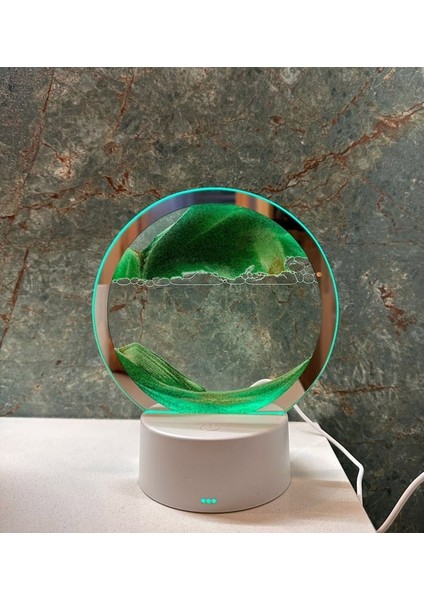 Işıklı Kum Saati - Kum Dağı Akış Tablosu Büyük Boy Renk Değiştiren - Yeşil