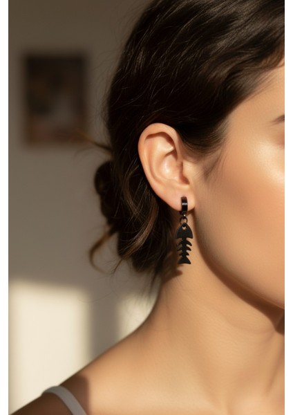 Sıkıştırmalı Deliksiz Trend Balık Kılçığı Model Sallantılı Erkek Çelik Küpe 1 Ad. indirimleri