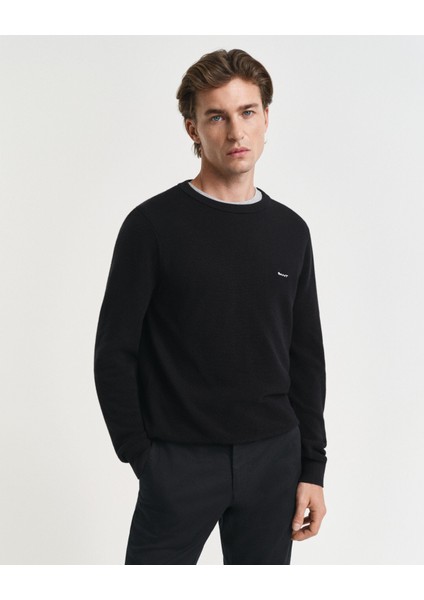 Pamuklu Pike Yuvarlak Yaka Kazak