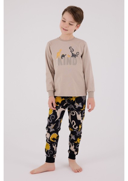 Erkek Çocuk Kahverengi Pijama Takımı