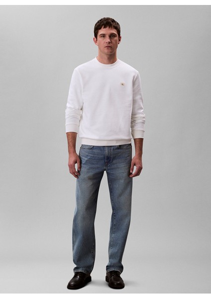 Calvin Klein Jeans Beyaz Erkek Regular Fit Sweatshirt modelleri