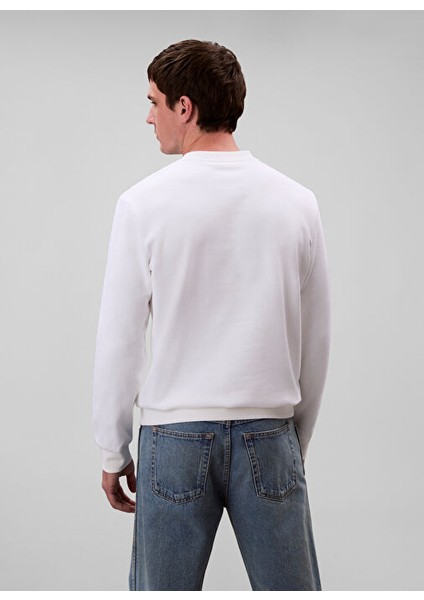 Calvin Klein Jeans Beyaz Erkek Regular Fit Sweatshirt fırsatları