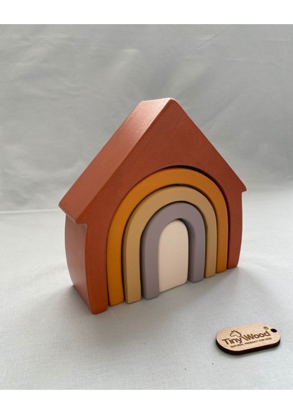 Ahşap Waldorf Gökkuşağı Ev Pastel Renkli Doğal Ahşap 5'li Waldorf Ev Eğitici, Duyusal Oyuncak fiyatları