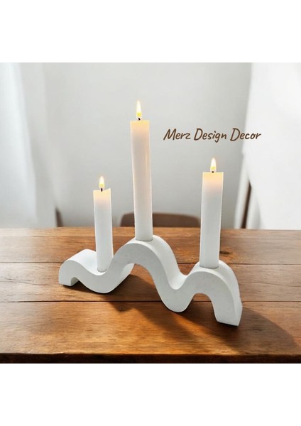 Dekoratif Beton Bohem Wave Dalga Model Üçlü Şamdan Mumluk fiyatları