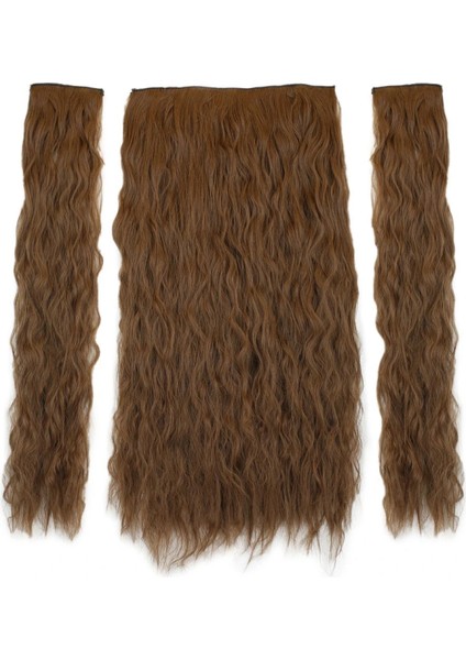 Fiber Sentetik Kabarık Dalgalı Yarım Ay + 2 Yan Çıt Çıt - Kumral fiyatları