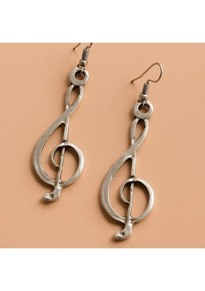 Sol Anahtarı Şekilli Kadın Küpe Çift Adet Gümüş Kaplama El Yapımı Küpe fiyatları