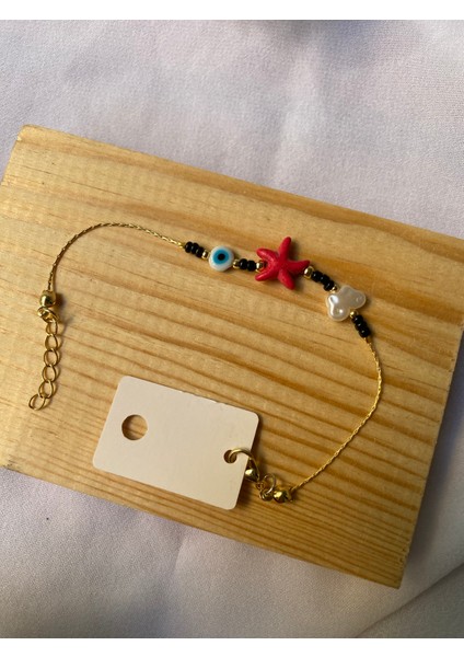 Gold Siyah Taşlı Pembe Deniz Yıldızlı Bileklik indirimleri