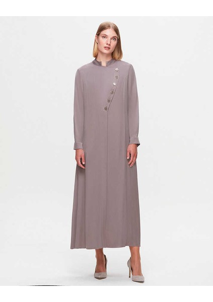 T25K-4001 Mıssdalıda Renkli Düğmeli Saten Elbise