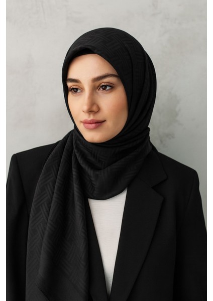 T Desenli Jakarlı Ipeksi Şal