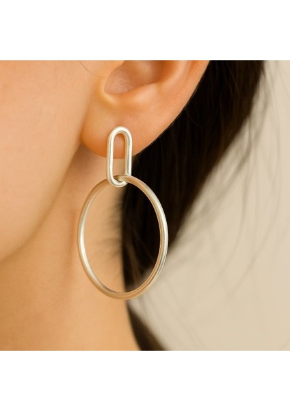 Halka Şekilli Kadın Küpe Çift Adet Gümüş Kaplama El Yapımı Küpe