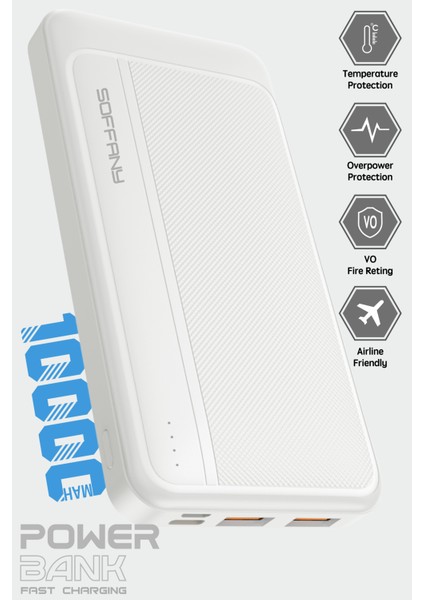 AG01-001 10.000 mAh P.Bank 2 Type-C + 1 USB Girişli Beyaz fiyatları