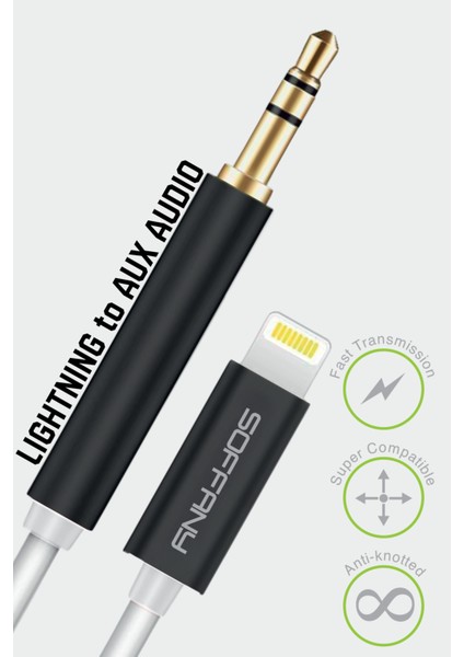 AC-300 3.5 mm Jack Lıghtnıng Aux Kablo - Siyah