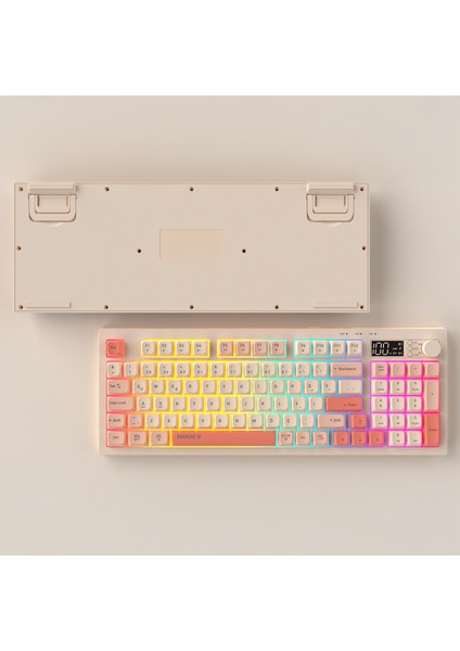 KB-85 SILENT PRO Kablosuz Bej-Pembe-Turuncu SESSİZ RGB Wireless 2.4Ghz Q Oyuncu Klavyesi fırsatları