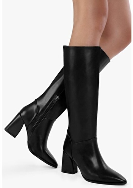 Kadın Tiago Siyah Cilt Çizme Suni Deri Klasik Tasarım 8 cm Topuklu modelleri
