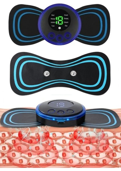 Boyun Sırt Kol Omuz Fizyoterapik Kelebek Masaj Aleti Elektrokonvülsif Terapi 8 Modlu Mini Şarjlı indirimleri