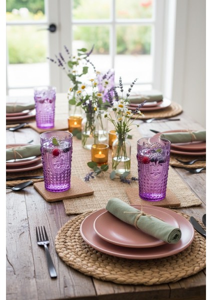 Akrilik Mor 6 LI Uzun Bardak & Su Meşrubat Bardağı 750 ml ( Cam Değildir )