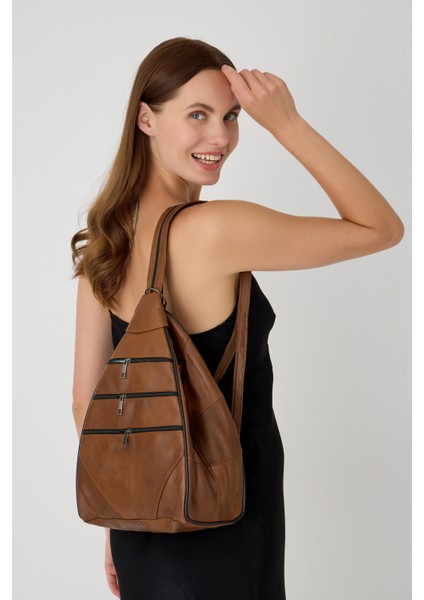 Özel Tasarım Hakiki Deri Sırt ve Kol Çantası Fonksiyonel Çanta