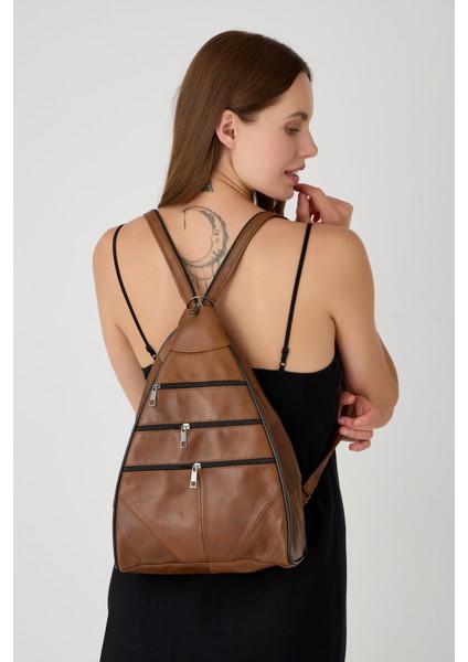 Özel Tasarım Hakiki Deri Sırt ve Kol Çantası Fonksiyonel Çanta