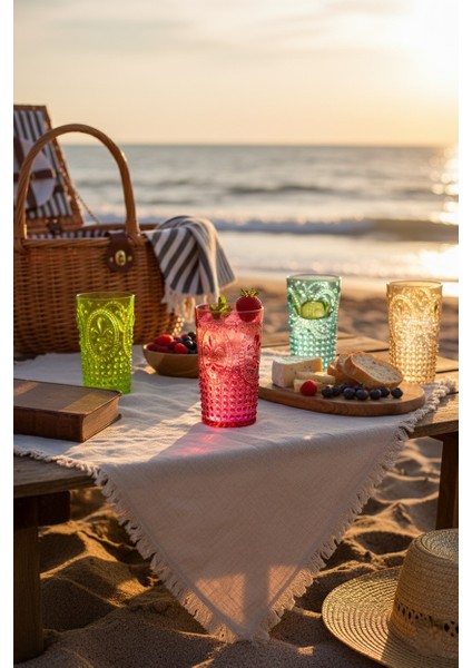 Akrilik Renkli 6'Lı Uzun Bardak & Su Meşrubat Bardağı 750 ml ( Cam Değildir )