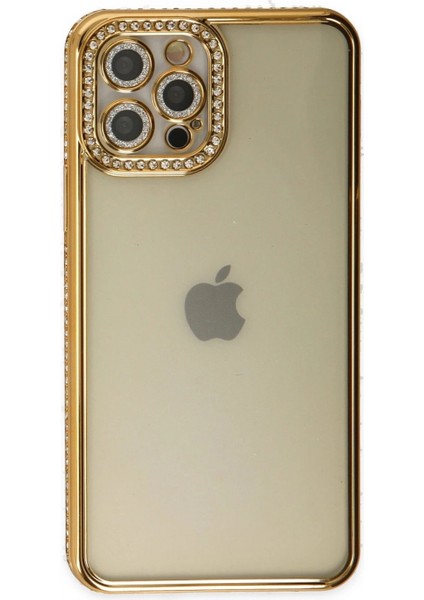 iPhone 12 Pro Kılıf Joke Taşlı Silikon - Gold fiyatları