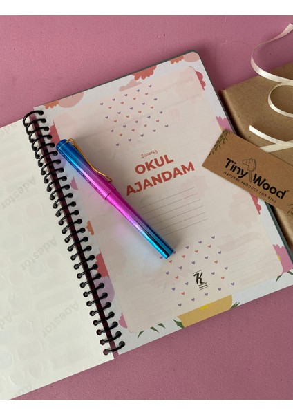 Süresiz Günlük Ajanda | Çilek ve Çiçek Desenli Spiral Planlayıcı Defter fiyatları