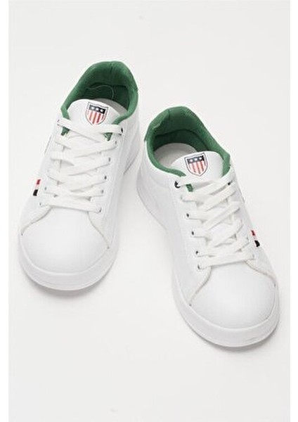 Unisex Sneakers Günlük Kullanım İçin Beyaz Yeşil Antibakteriyel Kumaş Tabanlı