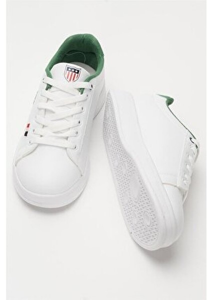 Unisex Sneakers Günlük Kullanım İçin Beyaz Yeşil Antibakteriyel Kumaş Tabanlı