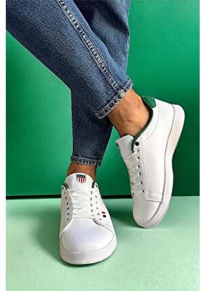 Unisex Sneakers Günlük Kullanım İçin Beyaz Yeşil Antibakteriyel Kumaş Tabanlı